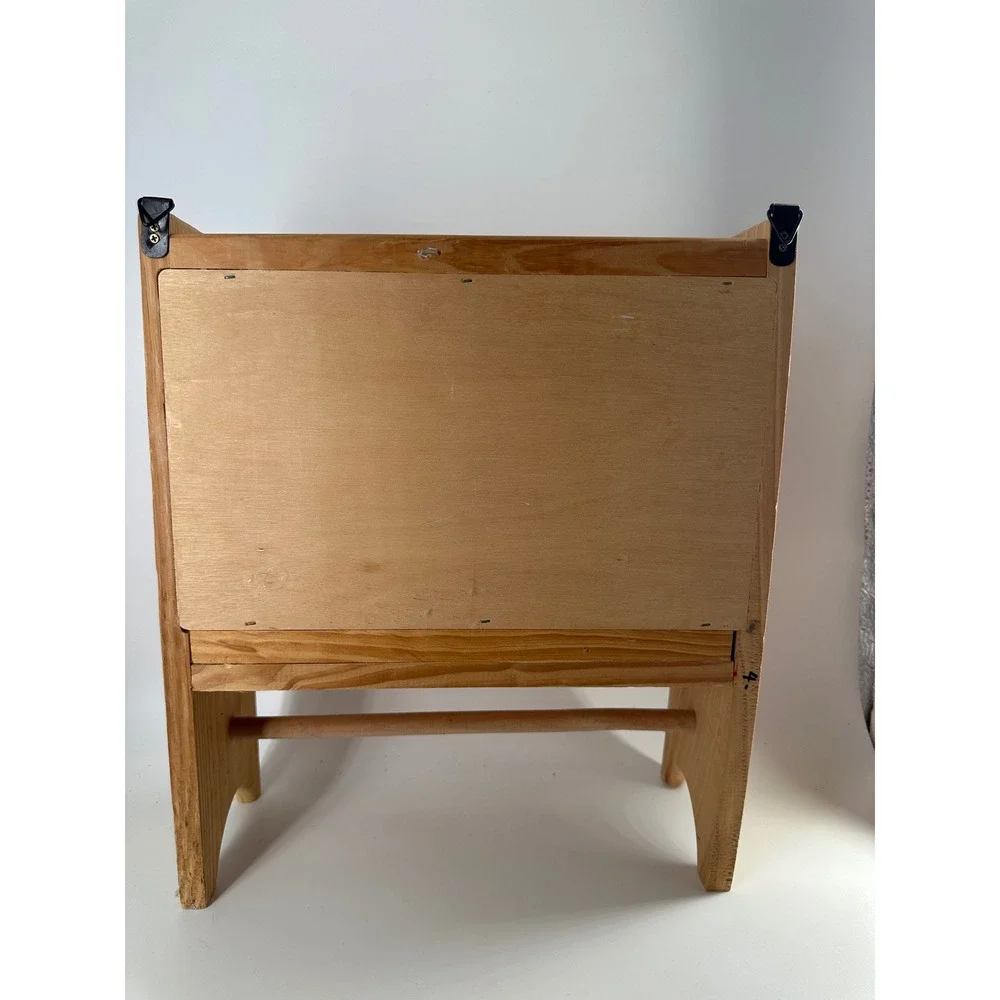 Handmade Rustic Pine Wood Settle Bench Wall Shelf Farmhouse Wingback Display